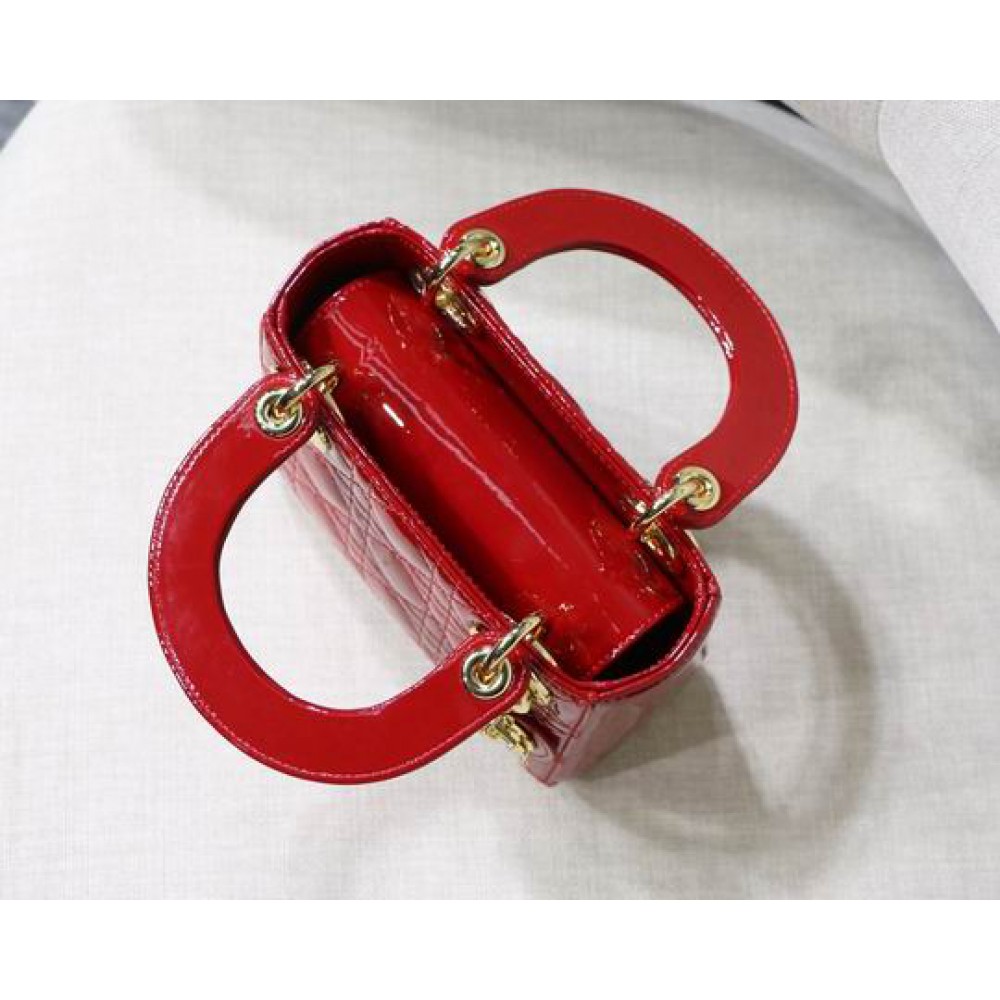 Dior Mini Lady Bag 17 x 15 x 7 cm pattent cannage leather Bags