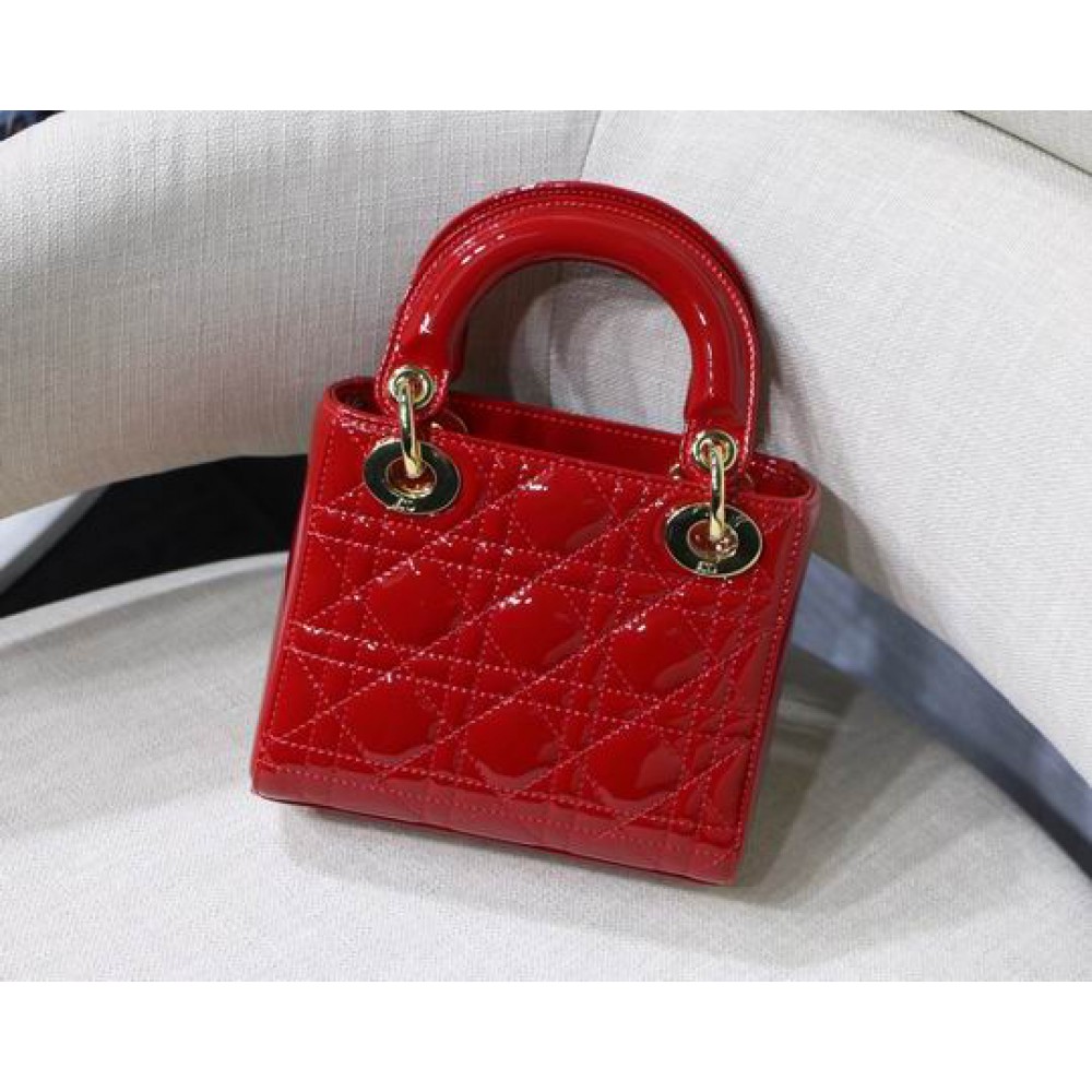 Dior Mini Lady Bag 17 x 15 x 7 cm pattent cannage leather Bags