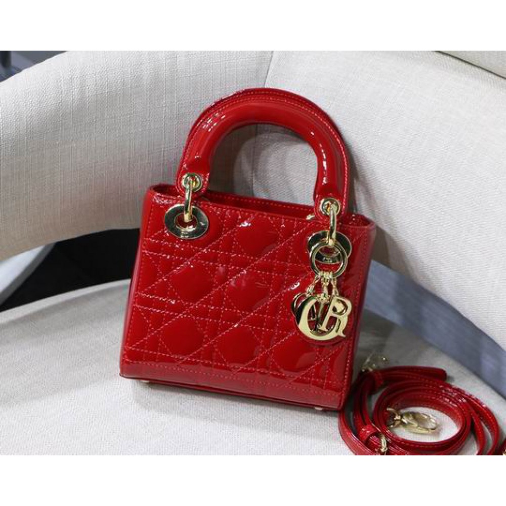 Dior Mini Lady Bag 17 x 15 x 7 cm pattent cannage leather Bags