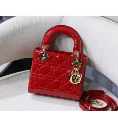 Dior Mini Lady Bag 17 x 15 x 7 cm pattent cannage leather
