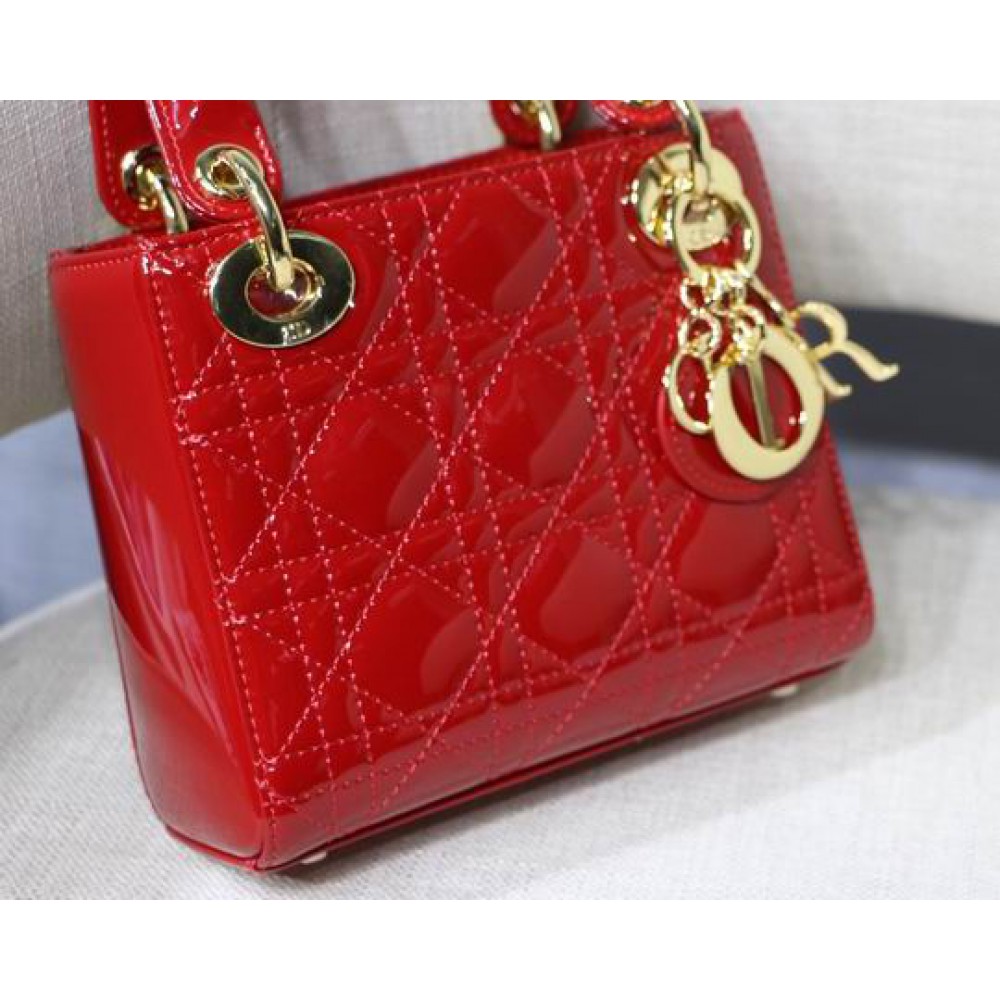 Dior Mini Lady Bag 17 x 15 x 7 cm pattent cannage leather Bags