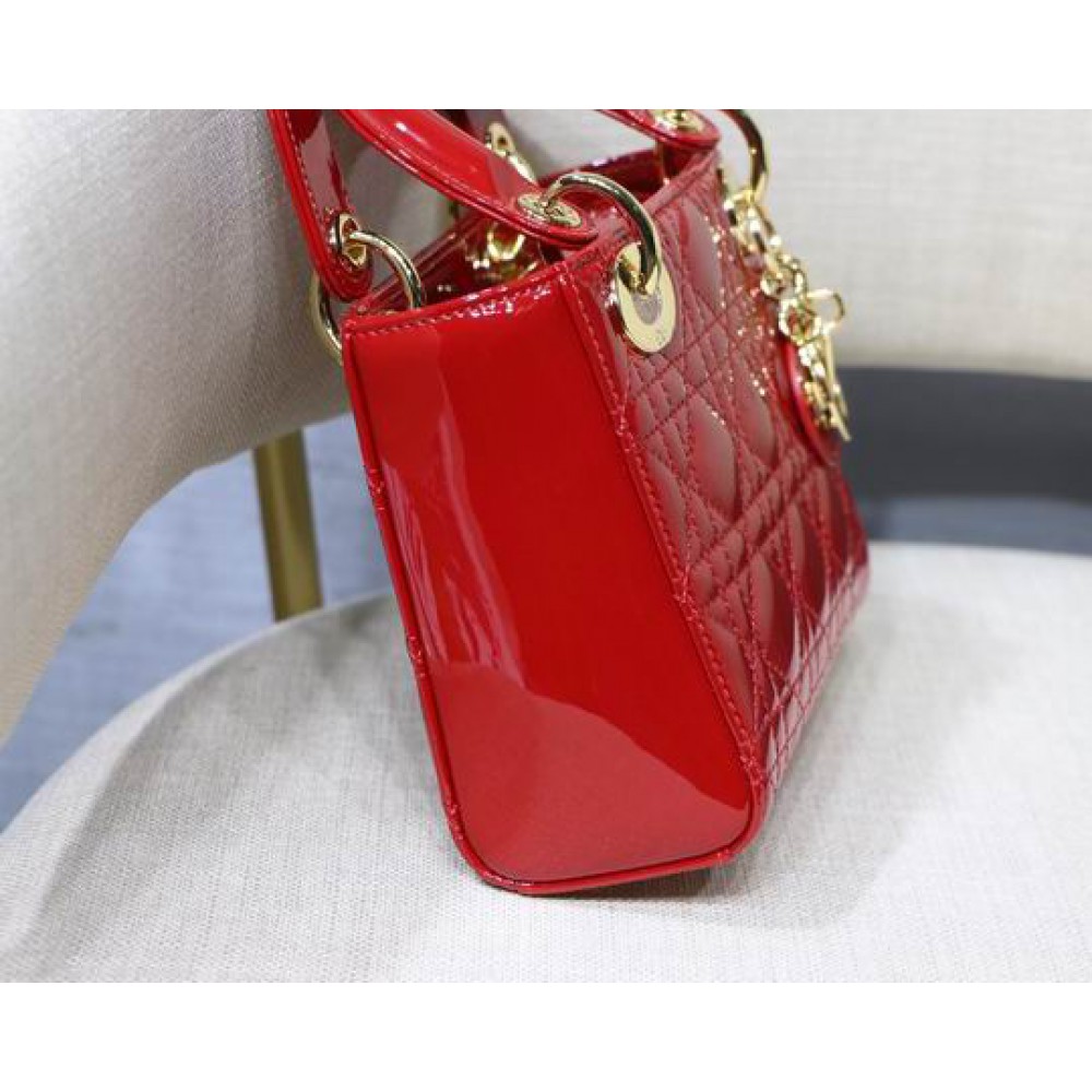 Dior Mini Lady Bag 17 x 15 x 7 cm pattent cannage leather Bags