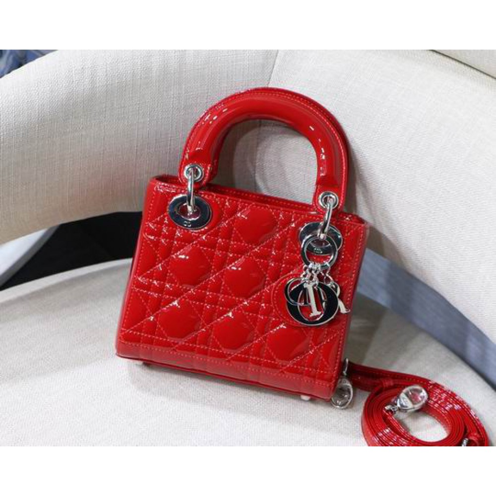 Dior Mini Lady Bag 17 x 15 x 7 cm pattent cannage leather Bags