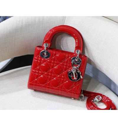 Dior Mini Lady Bag 17 x 15 x 7 cm pattent cannage leather