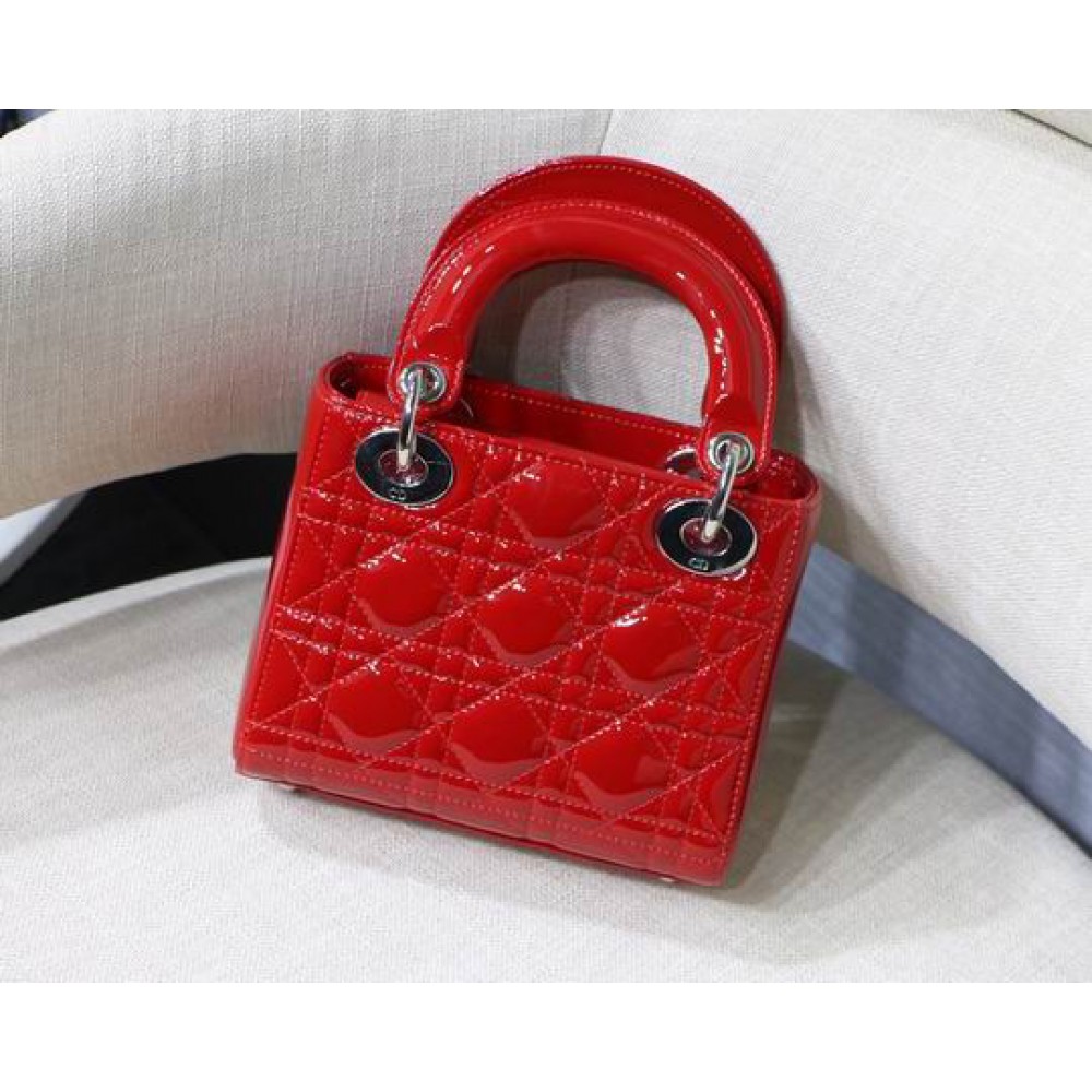 Dior Mini Lady Bag 17 x 15 x 7 cm pattent cannage leather Bags