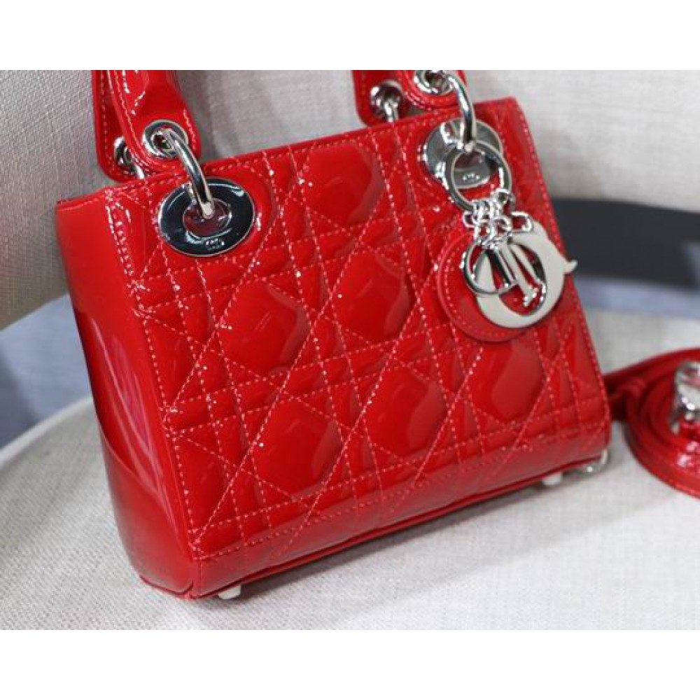 Dior Mini Lady Bag 17 x 15 x 7 cm pattent cannage leather Bags