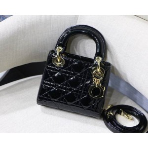 Dior Mini Lady Bag 17 x 15 x 7 cm pattent cannage leather Bags