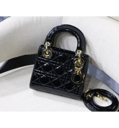 Dior Mini Lady Bag 17 x 15 x 7 cm pattent cannage leather