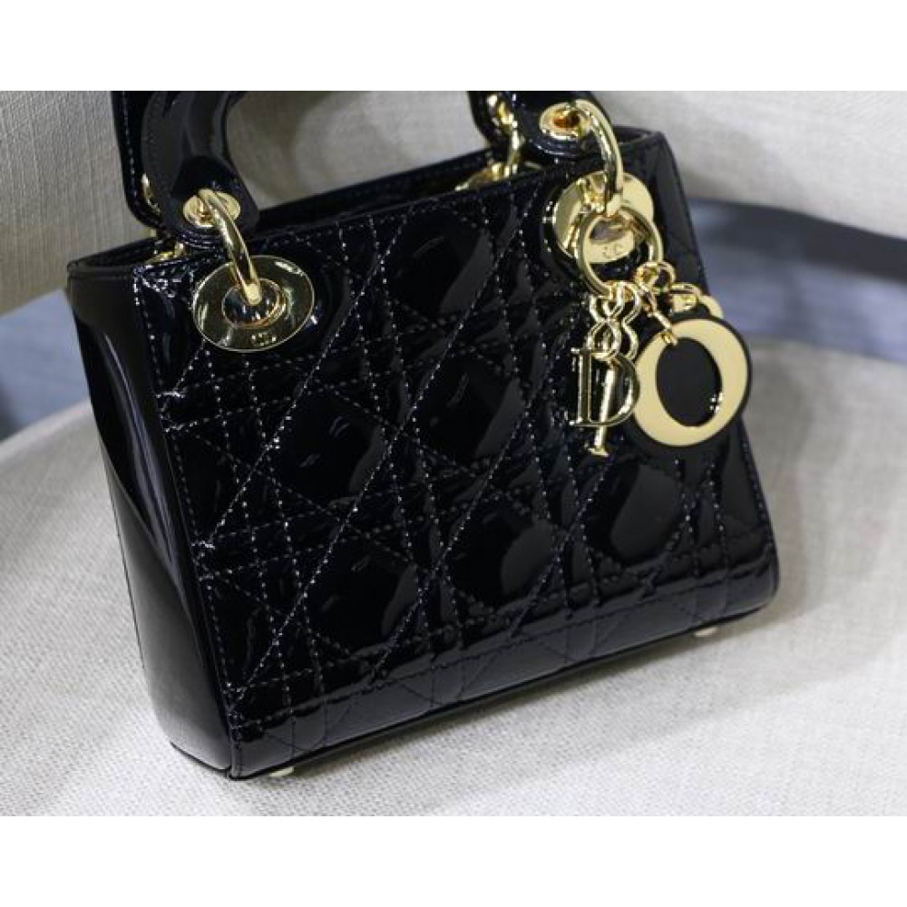 Dior Mini Lady Bag 17 x 15 x 7 cm pattent cannage leather Bags