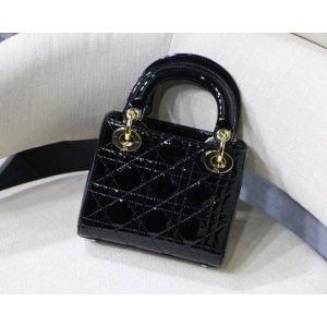 Dior Mini Lady Bag 17 x 15 x 7 cm pattent cannage leather Bags