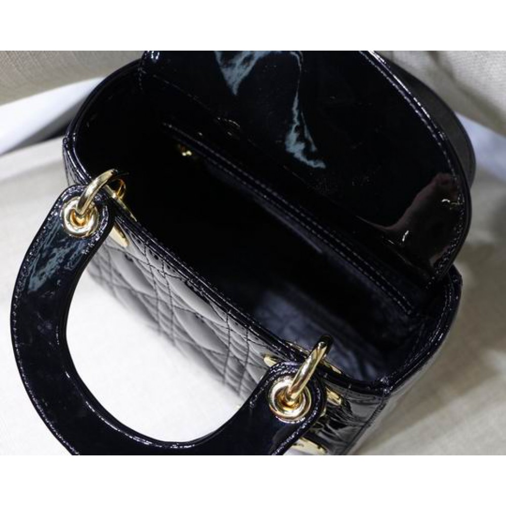 Dior Mini Lady Bag 17 x 15 x 7 cm pattent cannage leather Bags