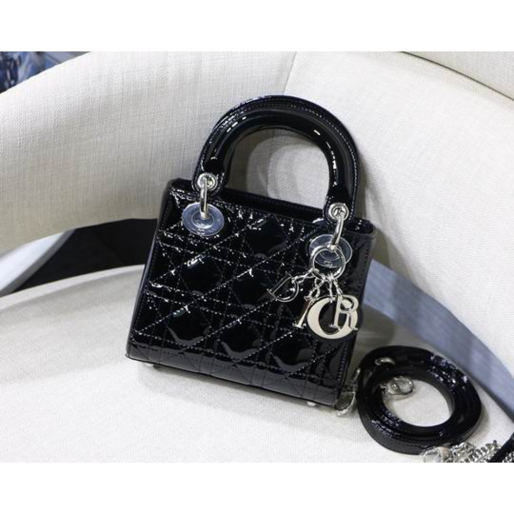 Dior Mini Lady Bag 17 x 15 x 7 cm pattent cannage leather Bags