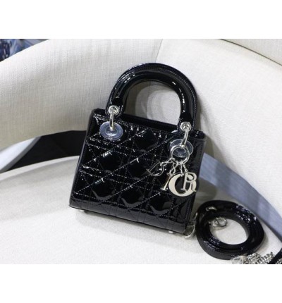 Dior Mini Lady Bag 17 x 15 x 7 cm pattent cannage leather