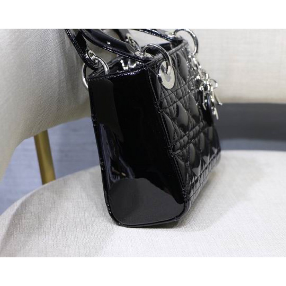 Dior Mini Lady Bag 17 x 15 x 7 cm pattent cannage leather Bags