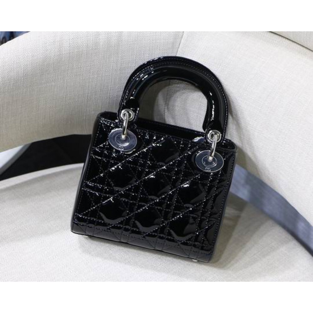 Dior Mini Lady Bag 17 x 15 x 7 cm pattent cannage leather Bags