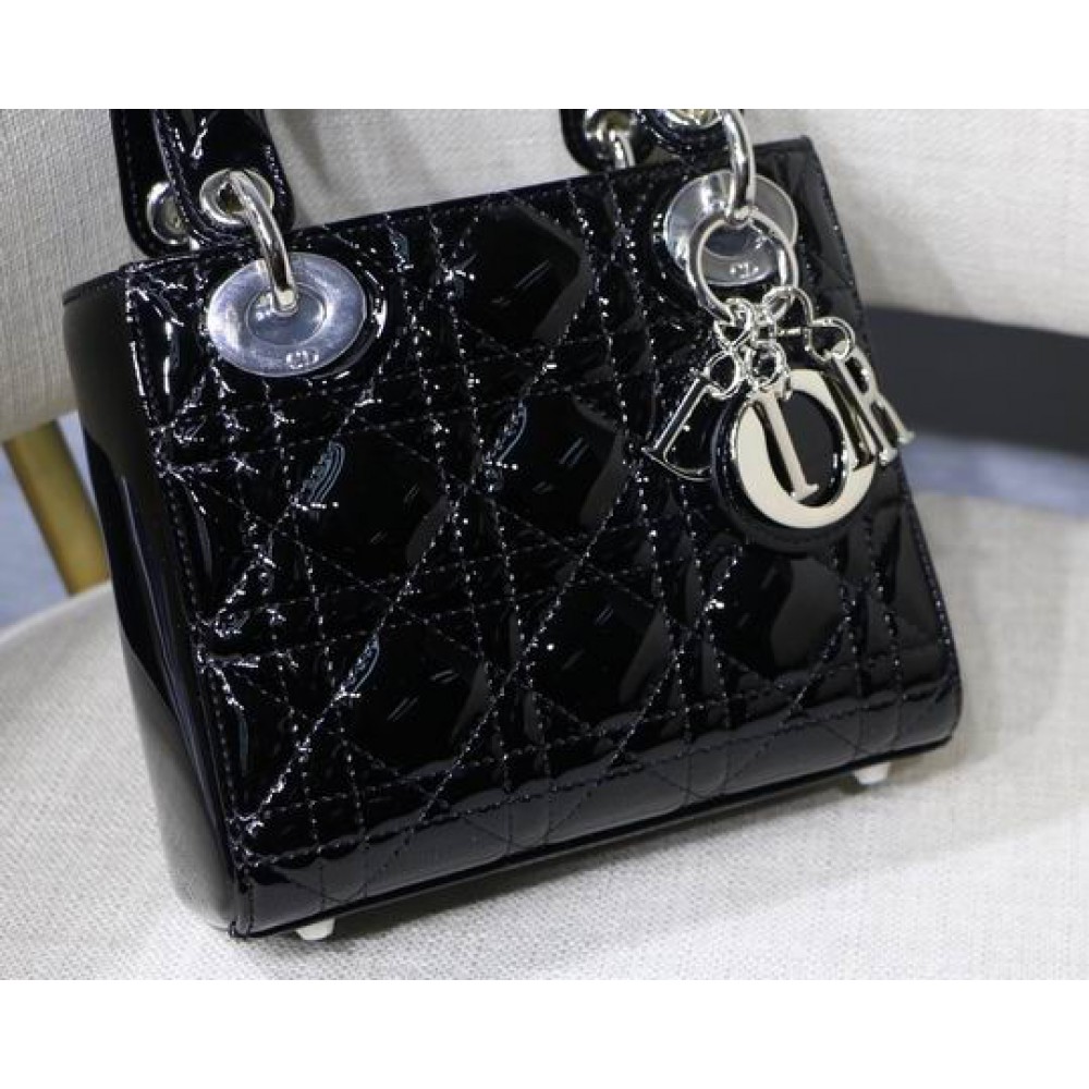 Dior Mini Lady Bag 17 x 15 x 7 cm pattent cannage leather Bags