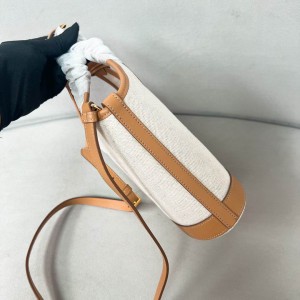 Prada Linen blend and leather mini-buckle bag 21x18x9cm 