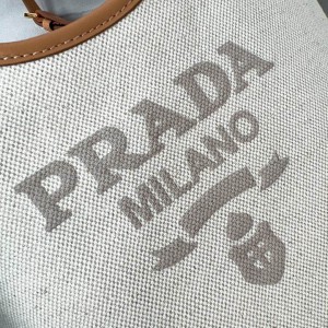 Prada Linen blend and leather mini-buckle bag 21x18x9cm 