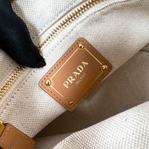 Prada Linen blend and leather mini-buckle bag 21x18x9cm 