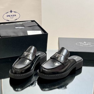 Prada chocolate brushed leather mules 36-42 Shoes