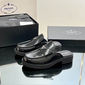 Prada chocolate brushed leather mules 36-42 Shoes