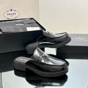 Prada chocolate brushed leather mules 36-42 Shoes