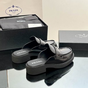 Prada chocolate brushed leather mules 36-42 Shoes