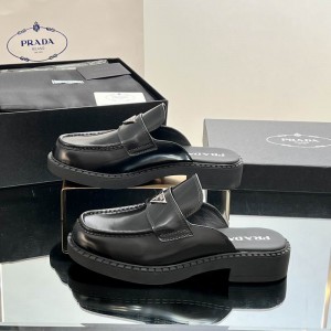 Prada chocolate brushed leather mules 36-42 Shoes