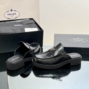 Prada chocolate brushed leather mules 36-42 Shoes