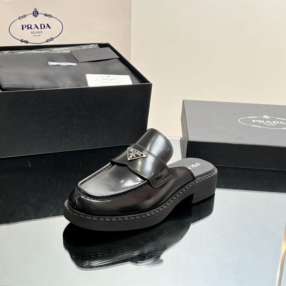 Prada chocolate brushed leather mules 36-42 Shoes