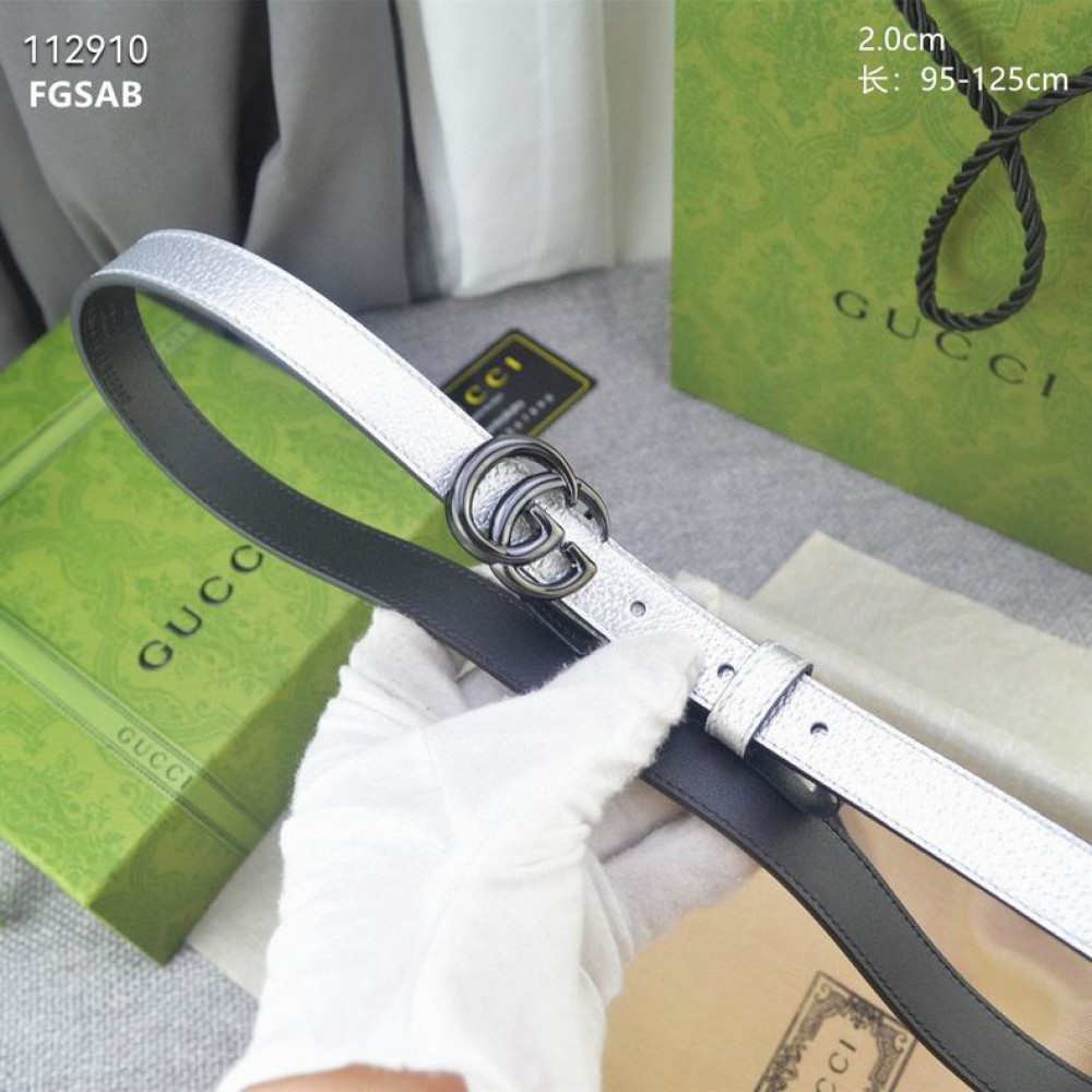 Gucci belt 2cm silver leather 95-125cm Accesories