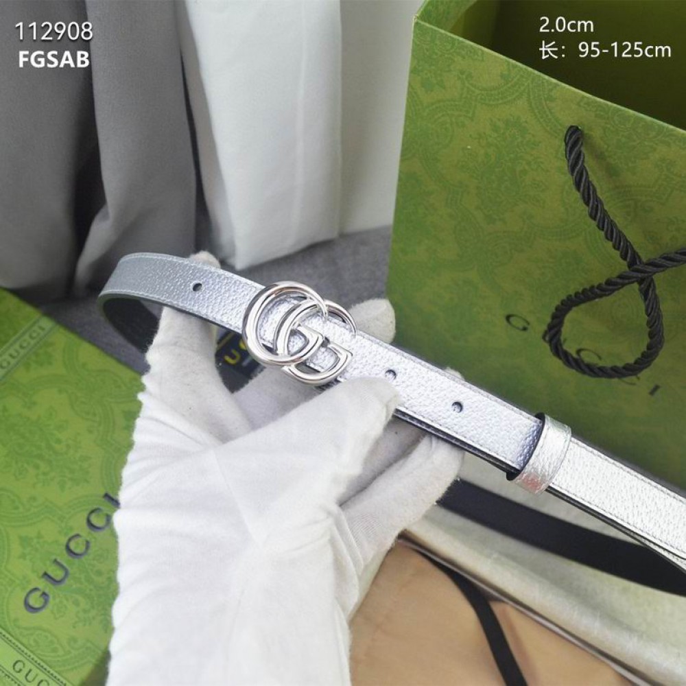 Gucci belt 2cm silver leather 95-125cm Accesories