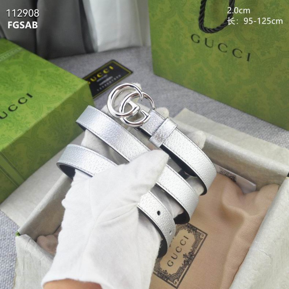 Gucci belt 2cm silver leather 95-125cm Accesories