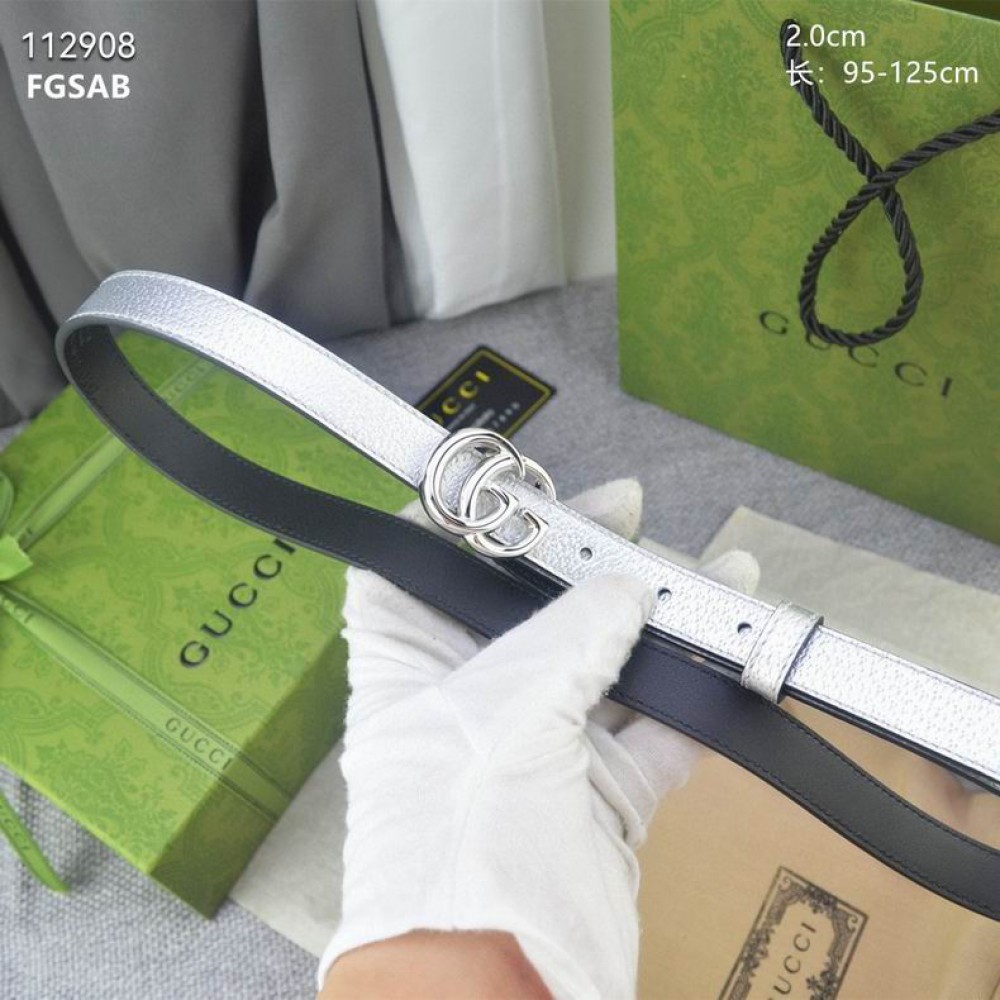 Gucci belt 2cm silver leather 95-125cm Accesories