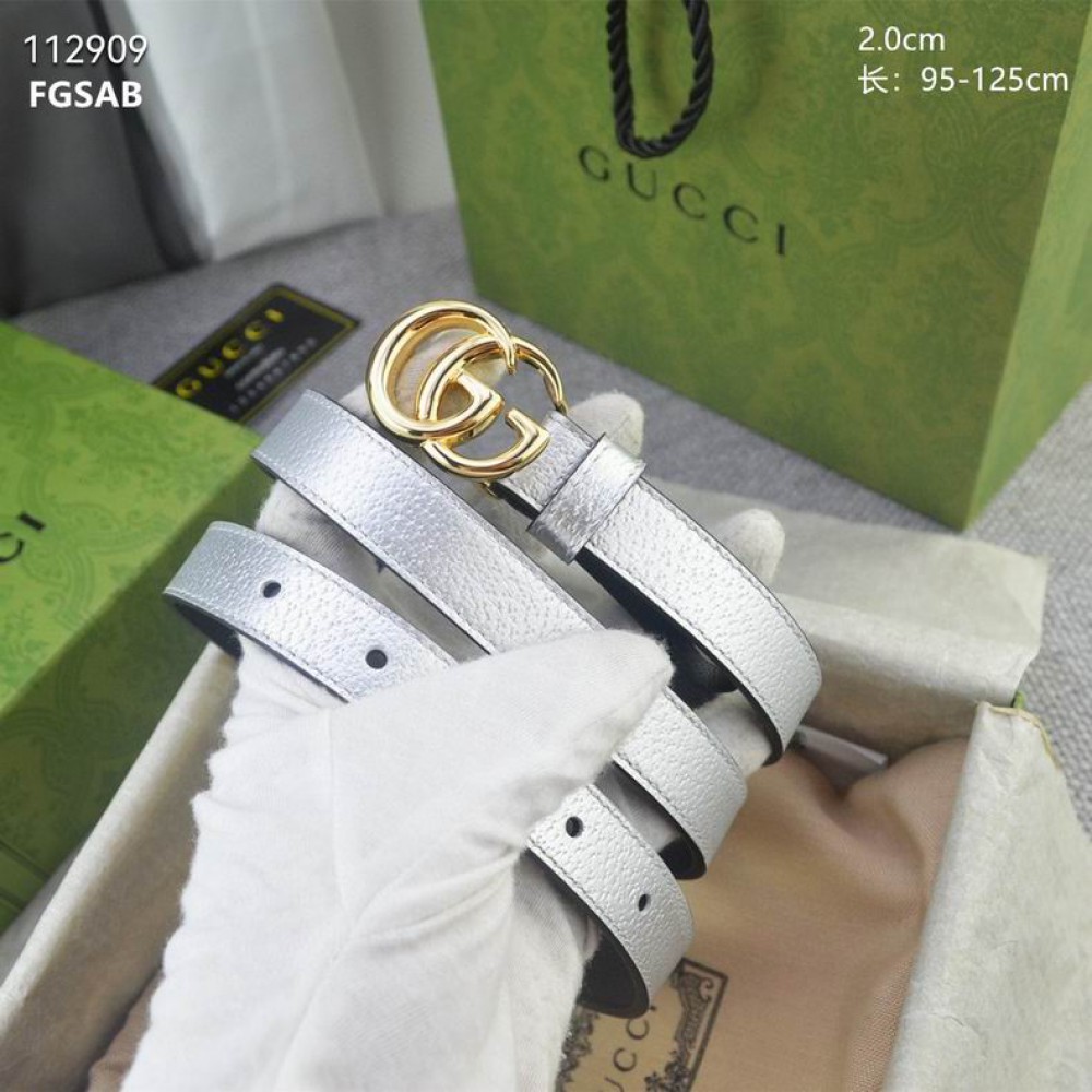 Gucci belt 2cm silver leather 95-125cm Accesories