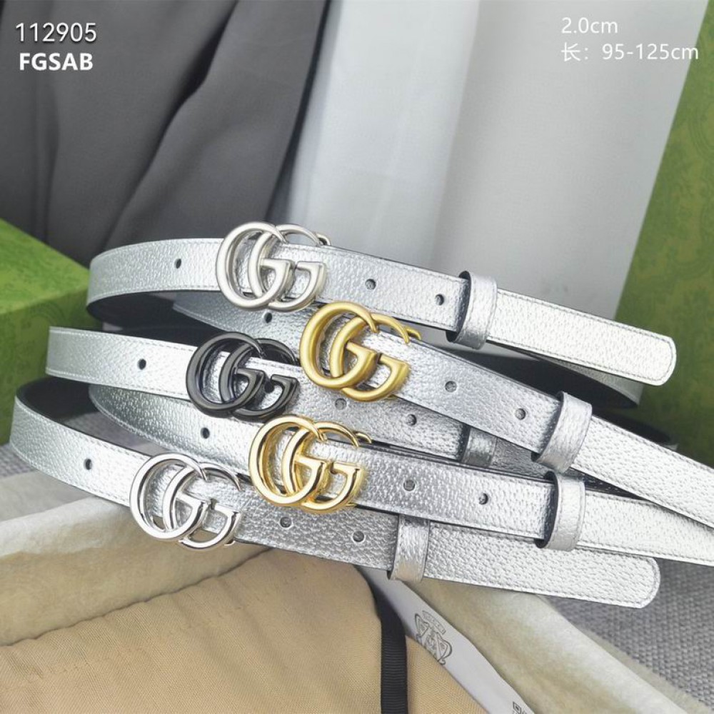 Gucci belt 2cm silver leather 95-125cm Accesories