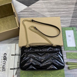 Gucci Marmont small shoulder bag black patent leather 443497 26x15x7cm Bags