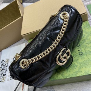 Gucci Marmont small shoulder bag black patent leather 443497 26x15x7cm Bags