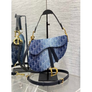 Dior saddle Blue Denim Oblique Jacquard 25.5 x 20 x 6.5 cm Bags