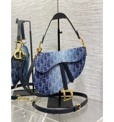 Dior saddle Blue Denim Oblique Jacquard 25.5 x 20 x 6.5 cm