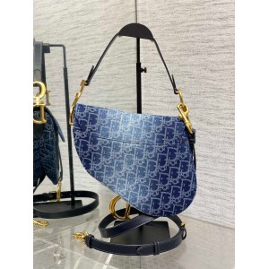 Dior saddle Blue Denim Oblique Jacquard 25.5 x 20 x 6.5 cm Bags