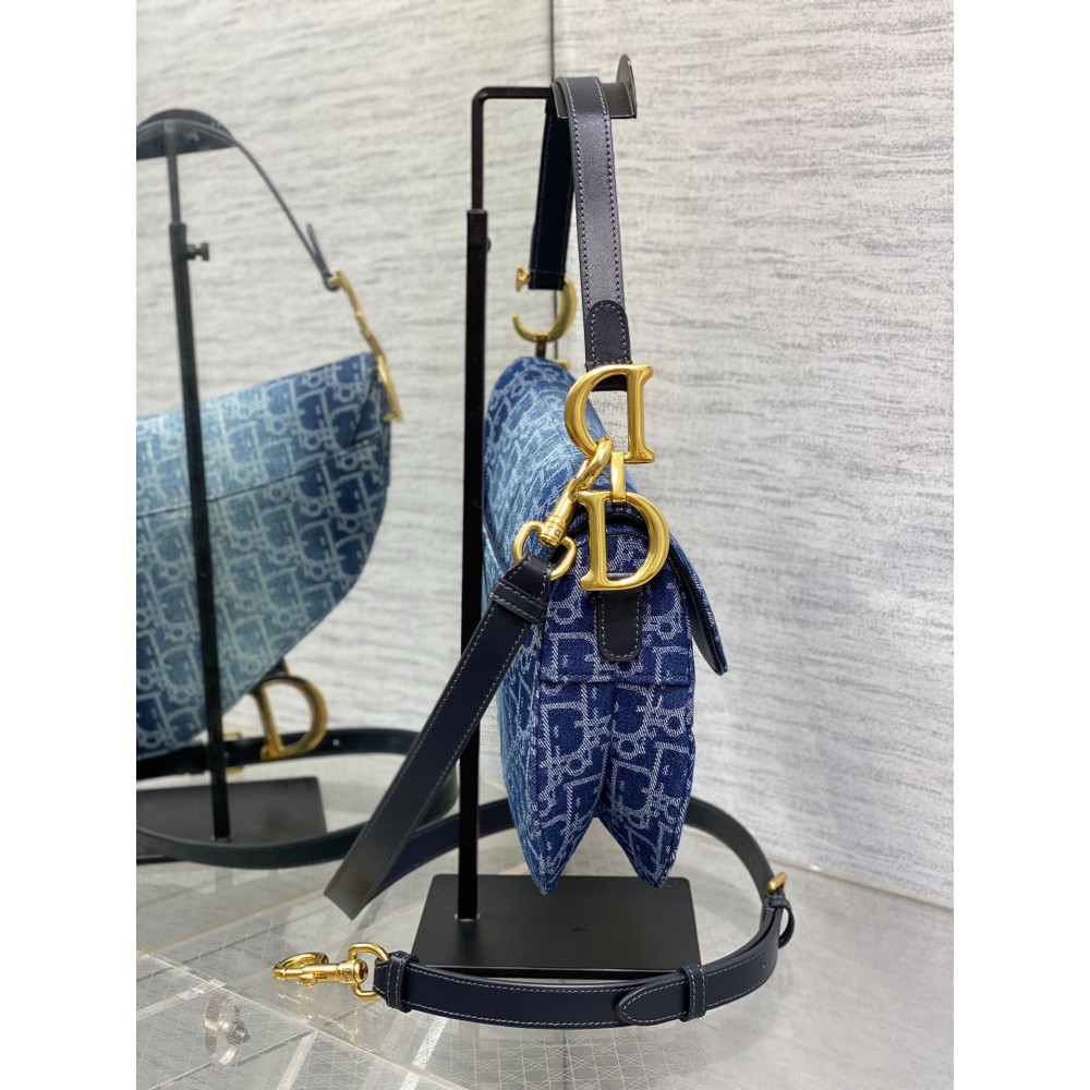 Dior saddle Blue Denim Oblique Jacquard 25.5 x 20 x 6.5 cm Bags