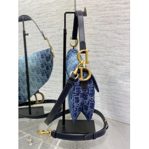 Dior saddle Blue Denim Oblique Jacquard 25.5 x 20 x 6.5 cm Bags