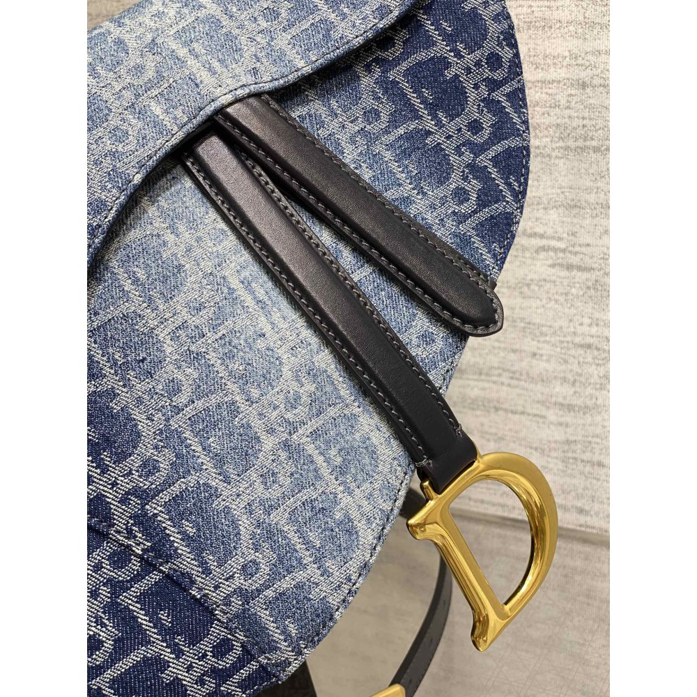 Dior saddle Blue Denim Oblique Jacquard 25.5 x 20 x 6.5 cm Bags