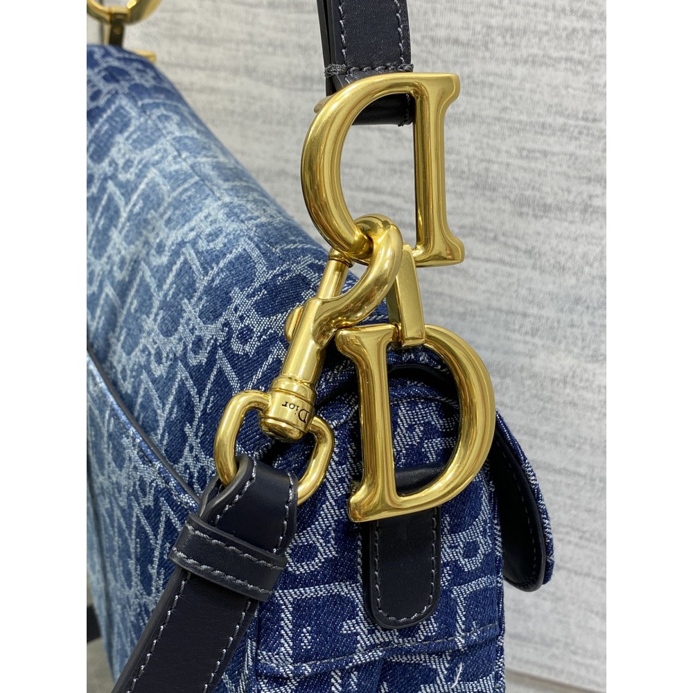 Dior saddle Blue Denim Oblique Jacquard 25.5 x 20 x 6.5 cm Bags