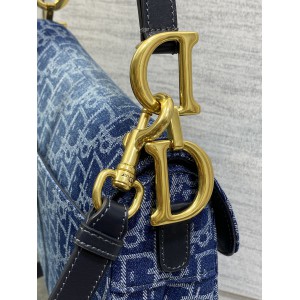 Dior saddle Blue Denim Oblique Jacquard 25.5 x 20 x 6.5 cm Bags