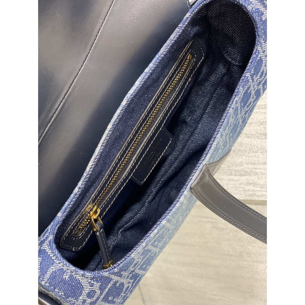 Dior saddle Blue Denim Oblique Jacquard 25.5 x 20 x 6.5 cm Bags
