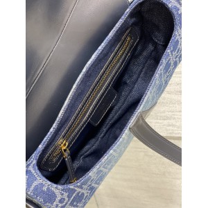 Dior saddle Blue Denim Oblique Jacquard 25.5 x 20 x 6.5 cm Bags
