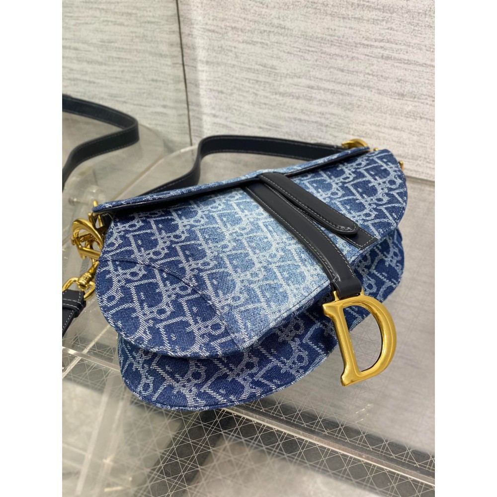 Dior saddle Blue Denim Oblique Jacquard 25.5 x 20 x 6.5 cm Bags