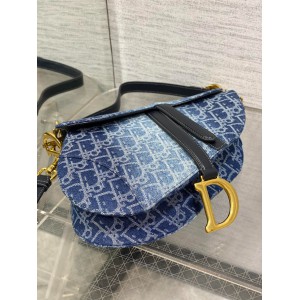 Dior saddle Blue Denim Oblique Jacquard 25.5 x 20 x 6.5 cm Bags